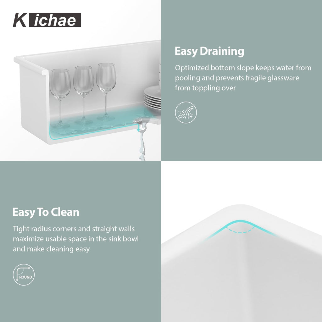 30 Inch White Undermount Sink Fireclay 30x18 Inch Dual Drop in & Undermount Kitchen Sink Porcelain Ceramic Single