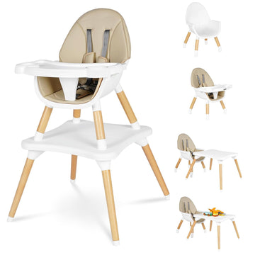 6 in 1 High Chair for Babies & Toddlers, Convertible Wooden Baby Highchair | Table and Chair Set, Baby Feeding Chair