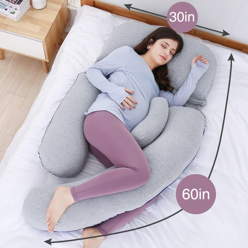 60in Full Body Pillow | Nursing, Maternity and Pregnancy Pillow | Extra Large U Shape Pillows with Detachable Side