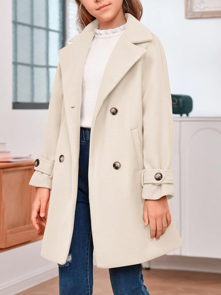 Girls Dress Coats Wool Blend Coat Double Breasted Jacket