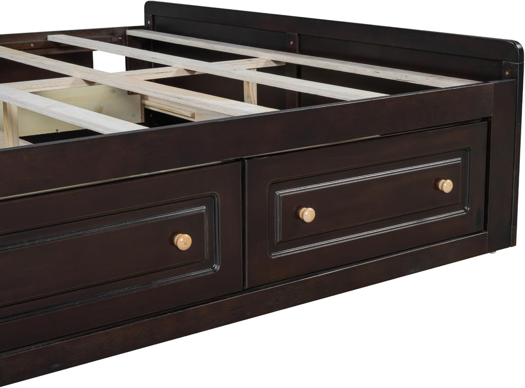 Platform Bed Frame, Wood Japanese Bedframe with Storage