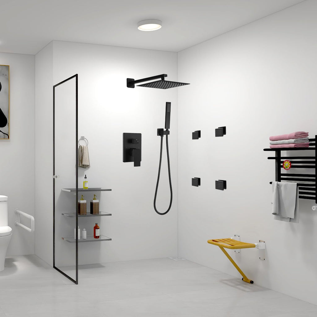Shower Faucet Set Matte Black 10" shower system with handheld