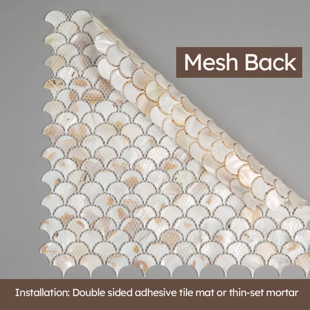 Mother of Pearl Fish Scale Backsplash Wall Tile, 6 Sheets
