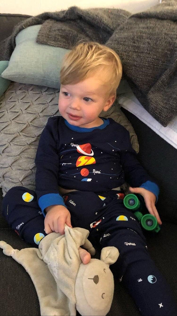 Boys Pajamas 100% Cotton Planet Pjs Toddler 2 Piece Sleepwear Kids Clothes Set