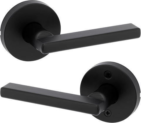 Halifax Interior Passage Door Knob, Round Handle and Hallway Doors, Non-Locking Doorknob in Matte Black