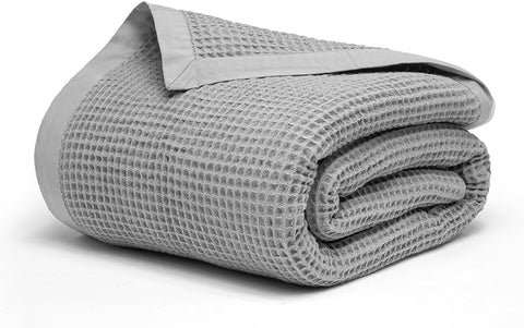 GOTS Certified 100% Organic Cotton Throw Blanket, 55" x 60" Waffle Blankets & Throws, Throw Blanket, Modern & Cozy