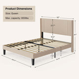 Queen Bed Frame with Wingback Headboard, Upholstered Platform Bed, Wooden Slats, Noise-Free, No Box Spring Needed