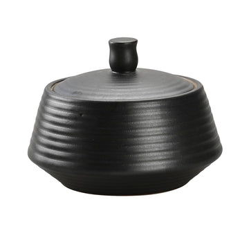 Canisters Ceramic Storage Jar with Silicone Airtight Lid Low Black