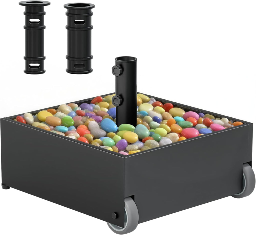Patio Umbrella Base Heavy Duty with Wheels, Max 200lb Capacity Fillable Planter Umbrella Stand