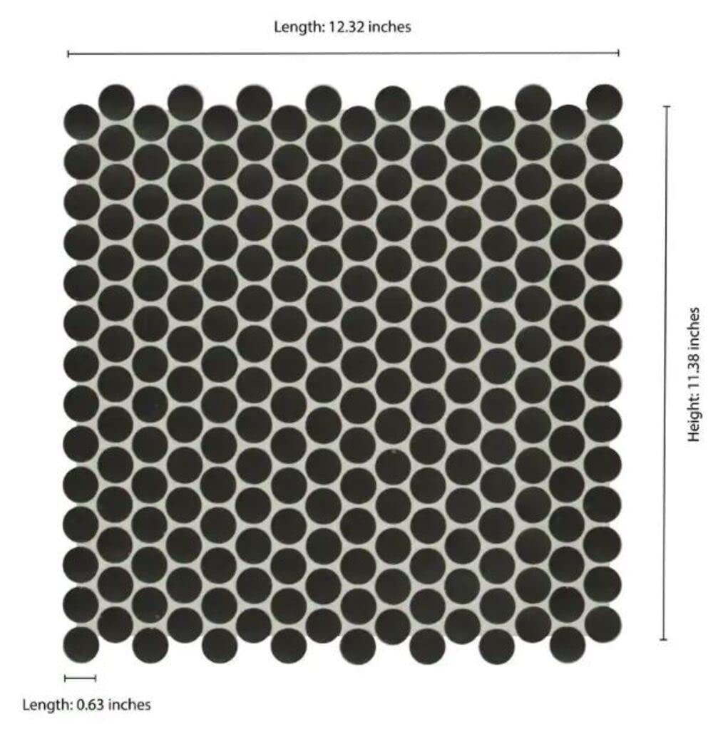 Unglazed Penny Round Porcelain Mosaic (Box of 15 Pcs), Floor and Wall Tile, Backsplash Tile, Bathroom Tile on 12x12