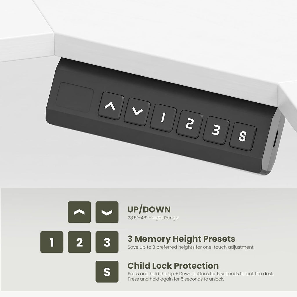 59" L Shaped Electric Standing Desk with Drawers, Height Adjustable Desk with Power Outlets & LED Lights, Monitor