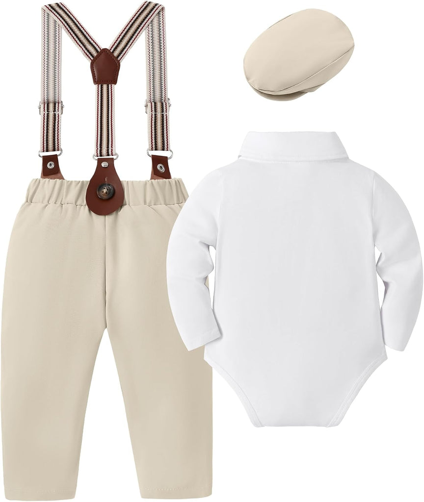 Baby Boy Suits Wedding Outfits Dress Clothes Suspenders Set