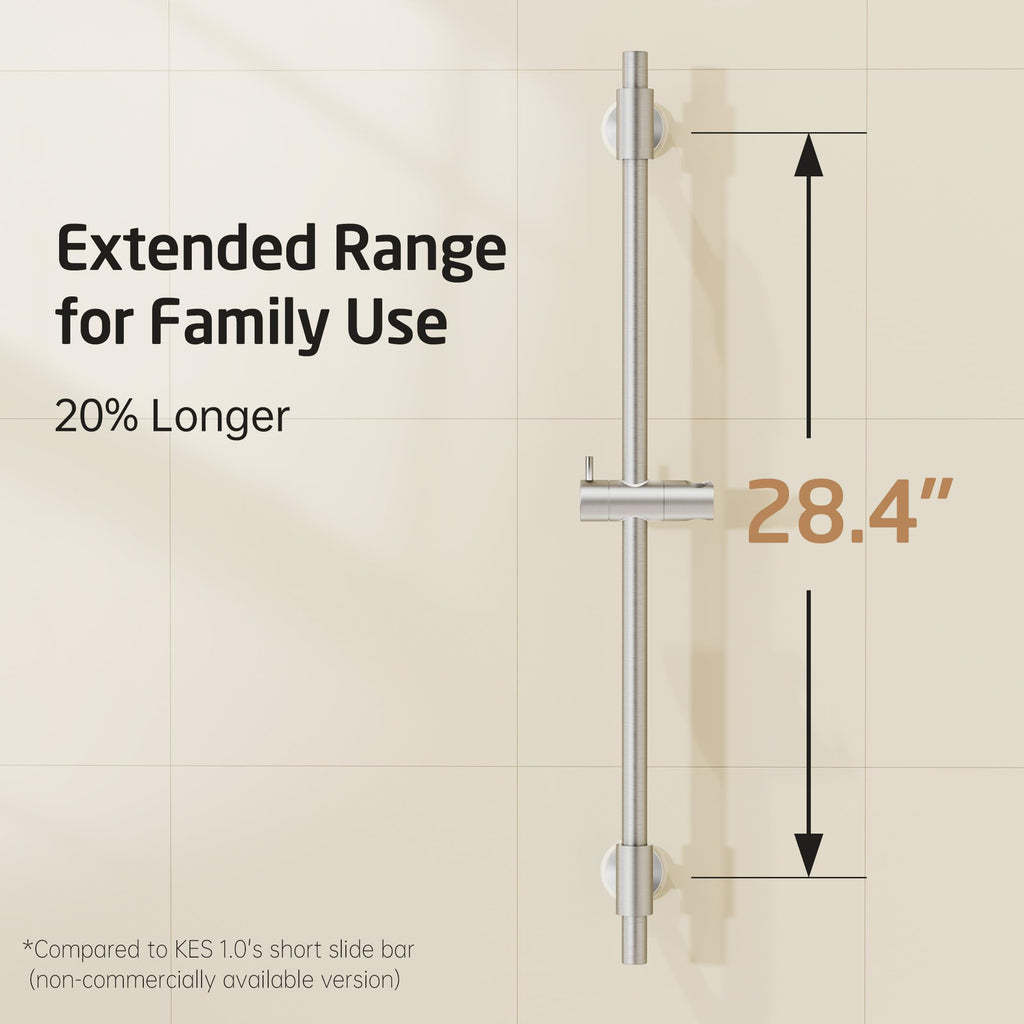 No Drill 30-Inch Shower Slide Bar with Adjustable Handheld Shower Head Holder, Self Adhesive, Universal Fit, 18/8