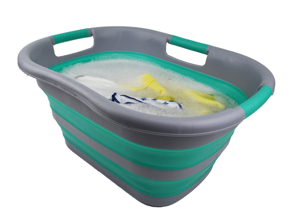 30L (7.9 gallon) Collapsible Plastic Laundry Basket - Foldable Pop Up Storage Container/Organizer - Portable Washing