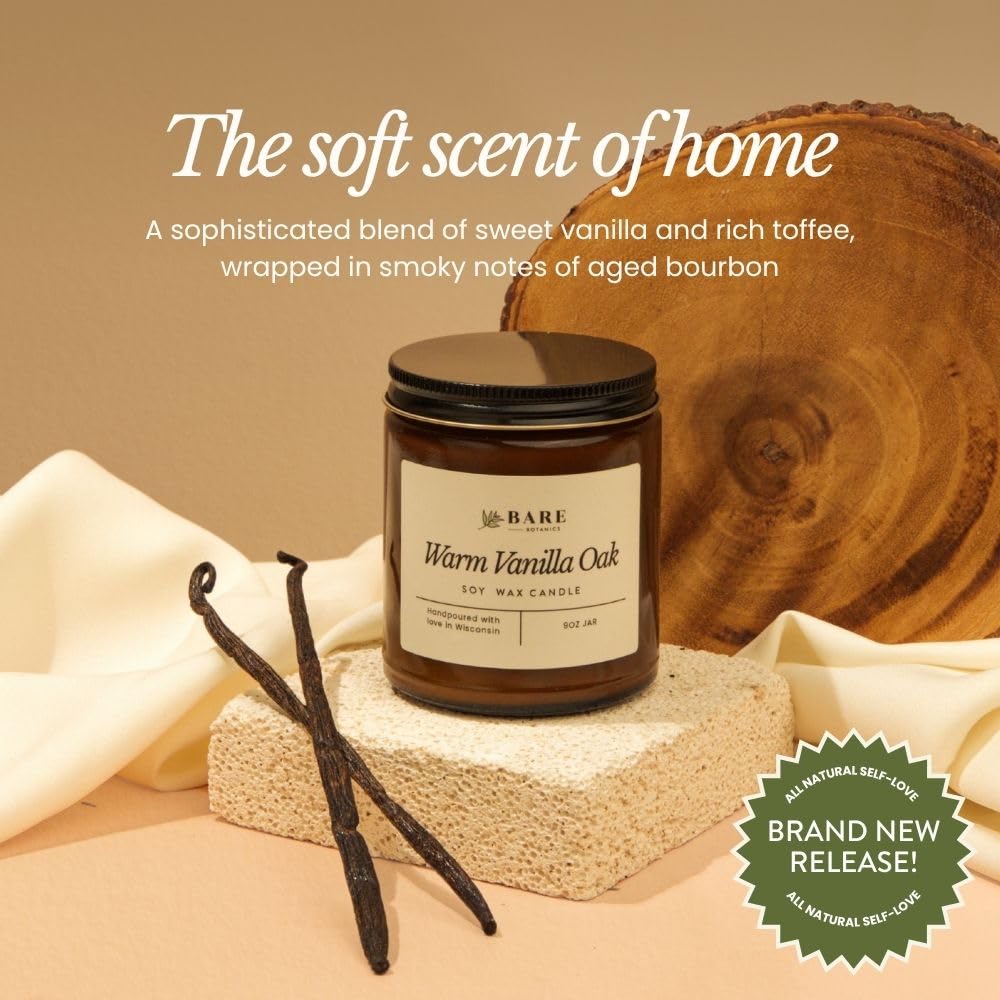 9oz Non Toxic Soy Candle Warm Vanilla Oak - 40+ Hour Burn
