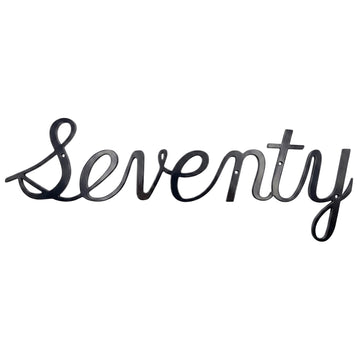 Cursive House Numbers - Large Script House Number, Black Seventy