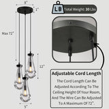 3-Light Raindrop Pendant Light Fixtures, Black Glass Pendant Lighting, Teardrops Modern Hanging Light for Entryway Foyer Kitchen Island Dining Living Room Hallway A121-B0D4B1XB9B