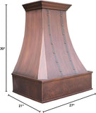 36 Inch Copper Island Mount Range Hood 610 CFM LED Lights Dishwasher-Safe Baffle Filters