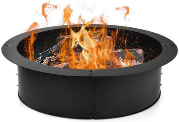 Fire Pit Ring Outdoor Firepit Rim Liner 30-Inch Inside Thick Heavy Duty Solid Steel fire Pit Insert, DIY Campfire