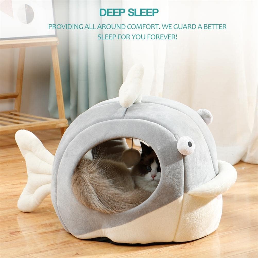 Cat Beds for Indoor Cats - Cat Bed Cave with Removable Washable Cushioned Pillow, Soft Plush Premium Cotton No
