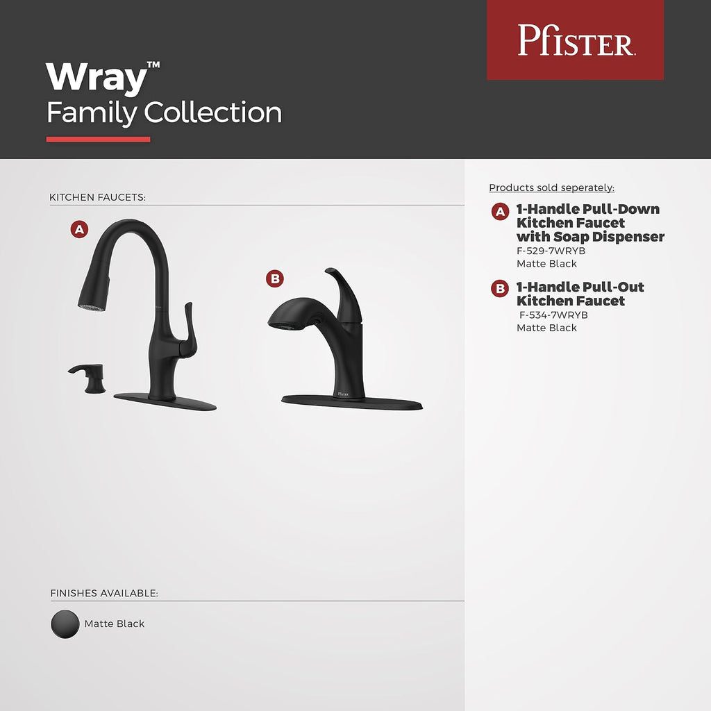 Wray Kitchen Faucet with Pull Down Sprayer and Soap Dispenser, Single Handle, High Arc, NSF Certified, Matte Black