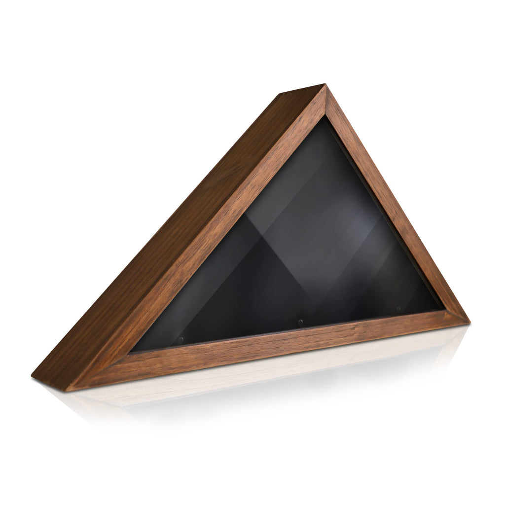 Flag Display Case for 5' x 9.5' American Veteran Burial Solid Wood Rustic Brown Frame with Glass Front Wall Mount or
