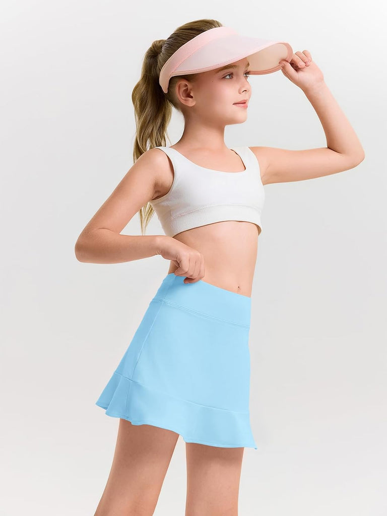 Girls A-line Tennis Skirts with Shorts Athletic Skorts