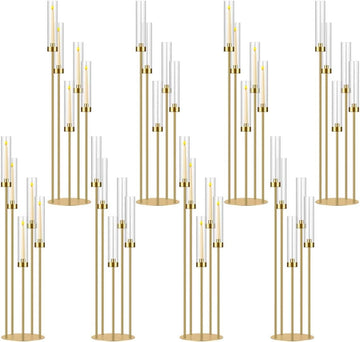 42.5in Gold Candelabra Centerpieces for Tables Candlestick Holders Decor Wedding Centerpiece Table Decorations 5 arm