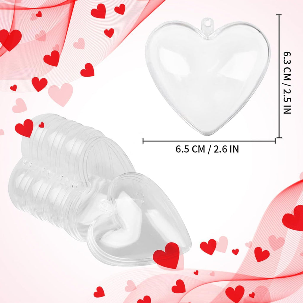 Clear Plastic Heart Ornaments 10-Pack Christmas Ornament Fillable Balls for DIY Crafts, Christmas Tree Decorations - Set of 10
