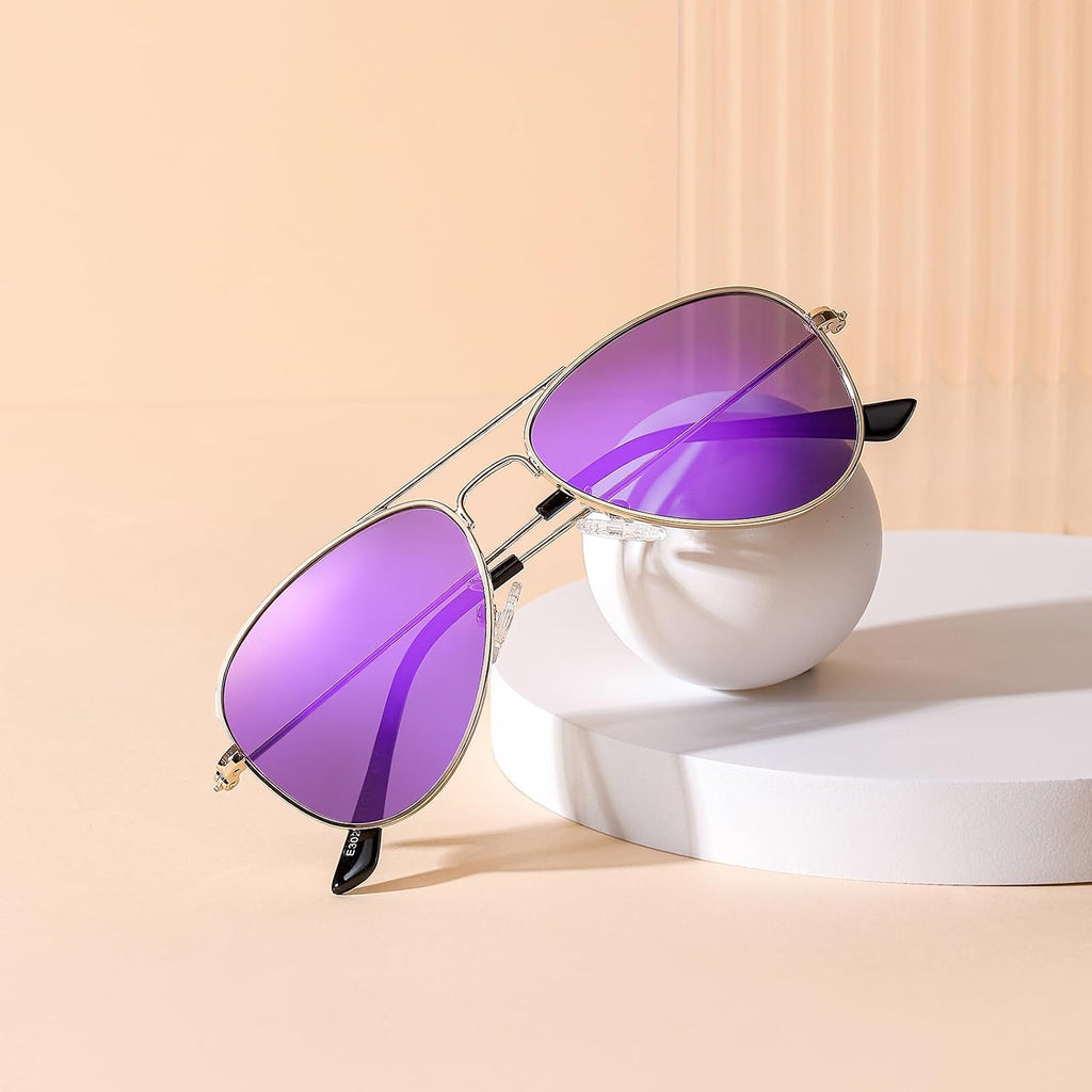 Kids Polarized Aviator Sunglasses for Little Girls Boys Juniors Teenagers, Two Sizes 50MM 52MM