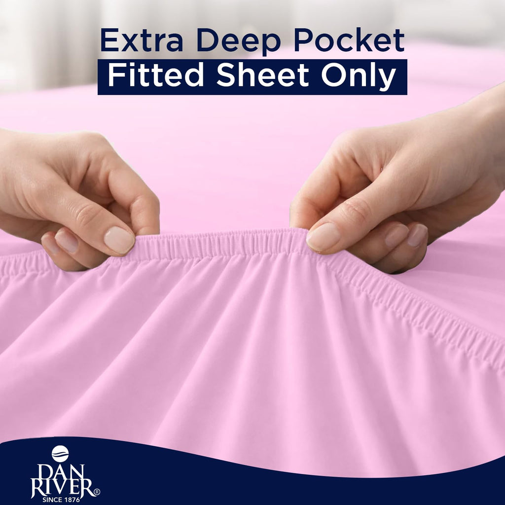 100% Cotton Jersey Fitted Sheet, King, Pink, 16 Inch