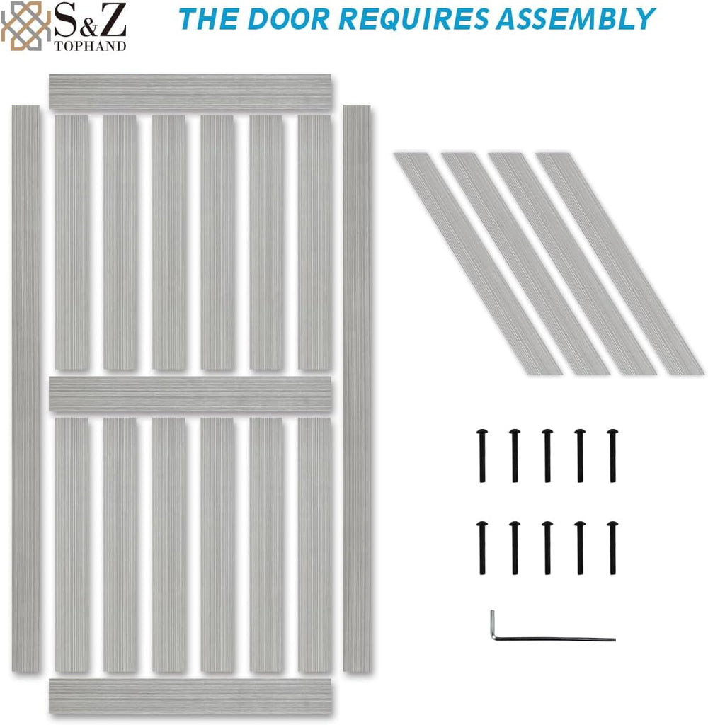 36in x 84in MDF Elephant Gray Barn Door with 6.6FT Sliding Hardware Kit, Solid Barn Door Slab Covere