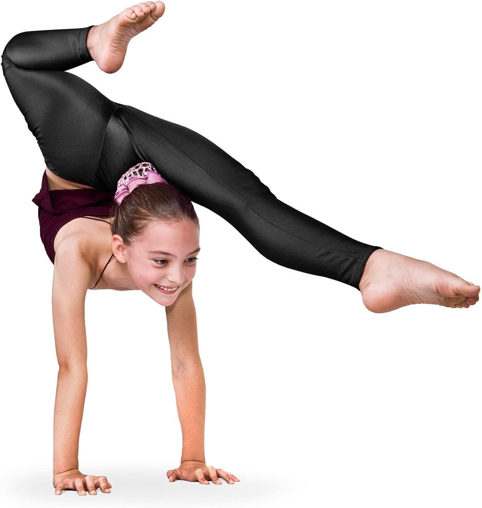 Kids Girls Dance Pants Gymnastic Shiny Metallic Dance Leggings Skinny