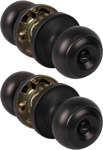 Oil Rubbed Bronze Door Knobs Interior, 2 Pack Privacy Door Knob Stainless Steel Door Knob , Inrerior Door Knob Lock
