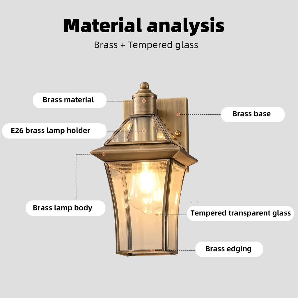 Brass Exterior Sconces, Outdoor Wall Light Fixtures for Front Porch