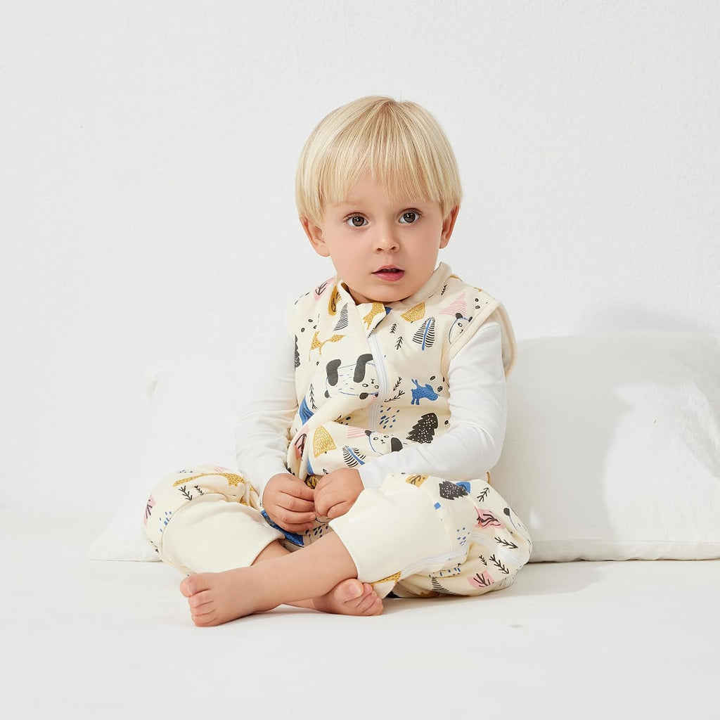 2.5 TOG Toddler Sleep Bag 2- 100% Cotton Winter Side Open Zipper Baby Sleep Sack with Feet, Warm Toddler Wearable