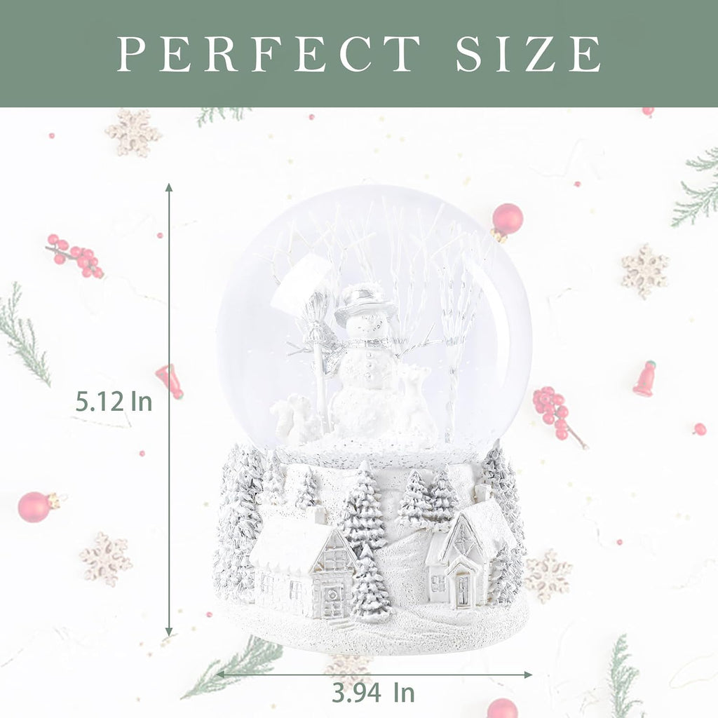 Christmas Snow Globe, White Winter Snowman Musical Snow Globe Decor