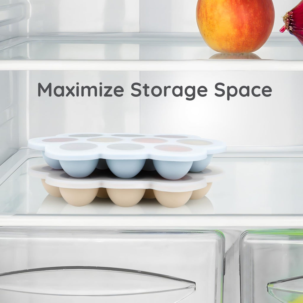 2 Pack Baby Food Freezer Tray with Lids, Silicone Baby Food Storage Container made Baby Food, Fruit, Purees