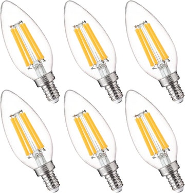 100W Equivalent LED Candelabra Bulbs, 800LM Dimmable B11 E12 LED Chandelier Light Bulbs, 5.5W, 3500K Netural White, 6