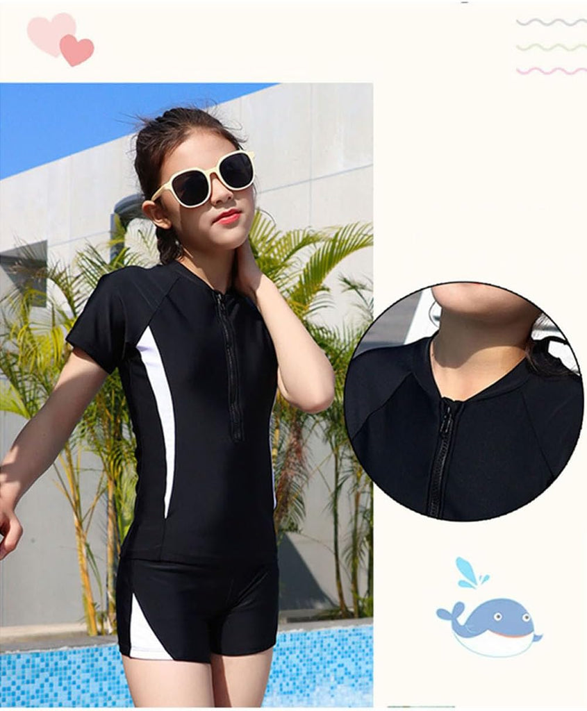 Girls Short Sleeve Rash Guard Sets Swimsuits Two-Piece Beach Swimwear Quick Dry Bathing Suits UPF 50+