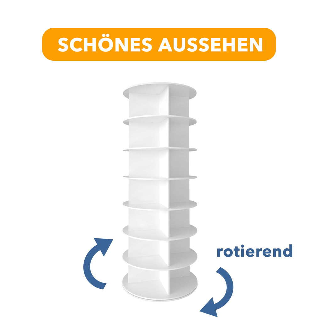 7 Tier Rotating Shoe Rack Tower, Spinning Shoe Display Lazy Susan, Revolving 360 Shoe Rack Storage Round Carousel