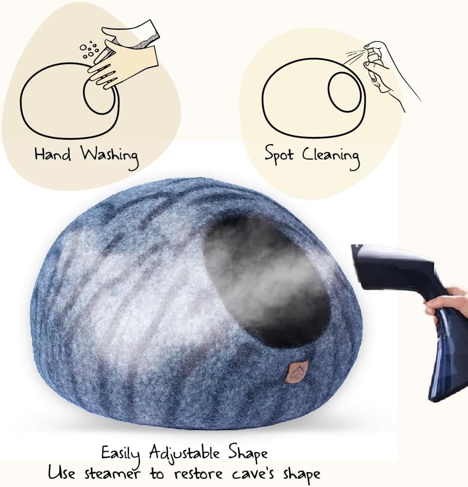 Wool Cat Cave, Merino Cat Bed and Pet House, Cozy Kitten Nest, Indoor
