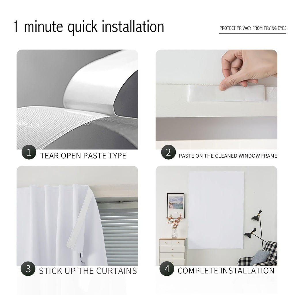 Self Adhesive Curtains Portable Blackout Curtain Simple and Easy to Install Bedroom Window Thermal Lnsulated Kitchen