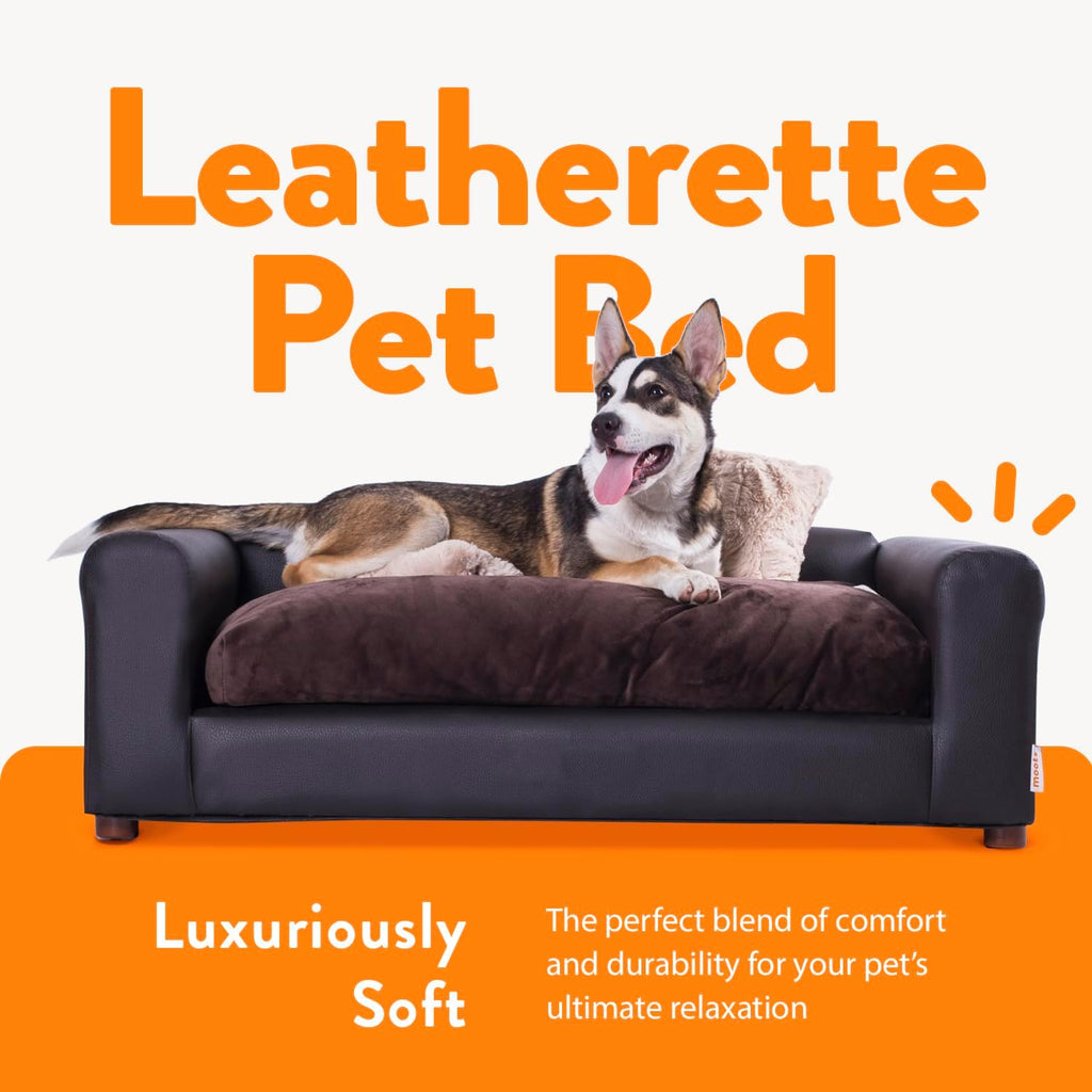 Premium Leatherette Pets Sofa, Espresso