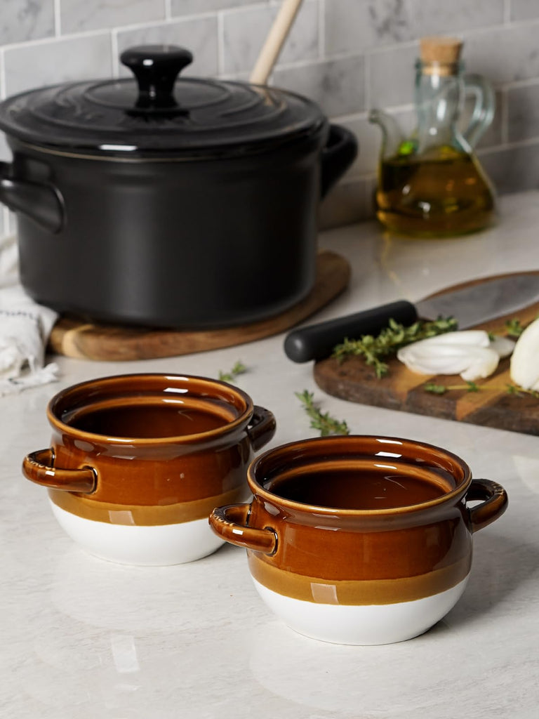 Ceramic French Onion Soup Bowls with Handles, 16 oz, Set of 4