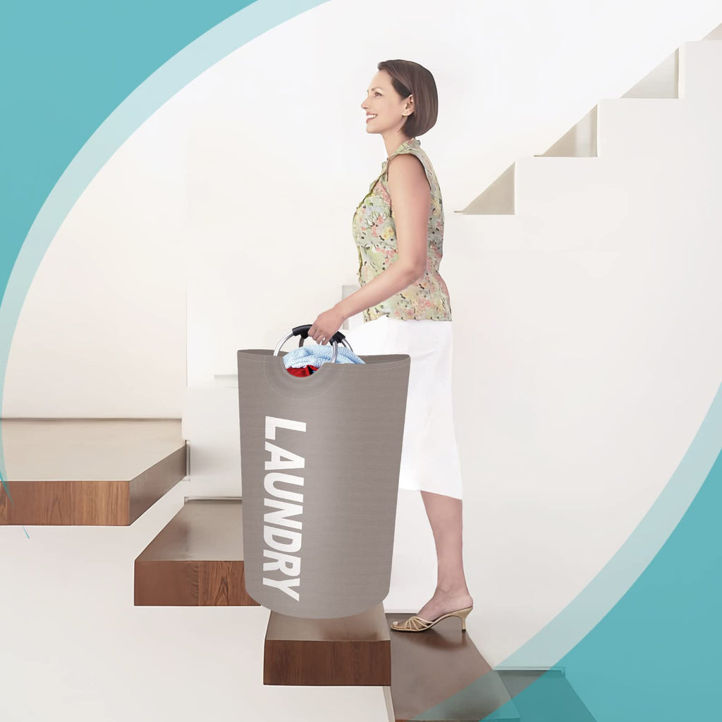 115L Large Laundry Basket, Dirty Clothes Waterproof Laundry Hamper, Khaki