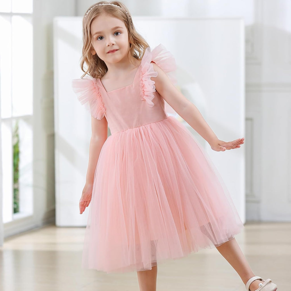 Toddler Girls Vintage Party Dress A-Line Tulle Flower Girl Dresses