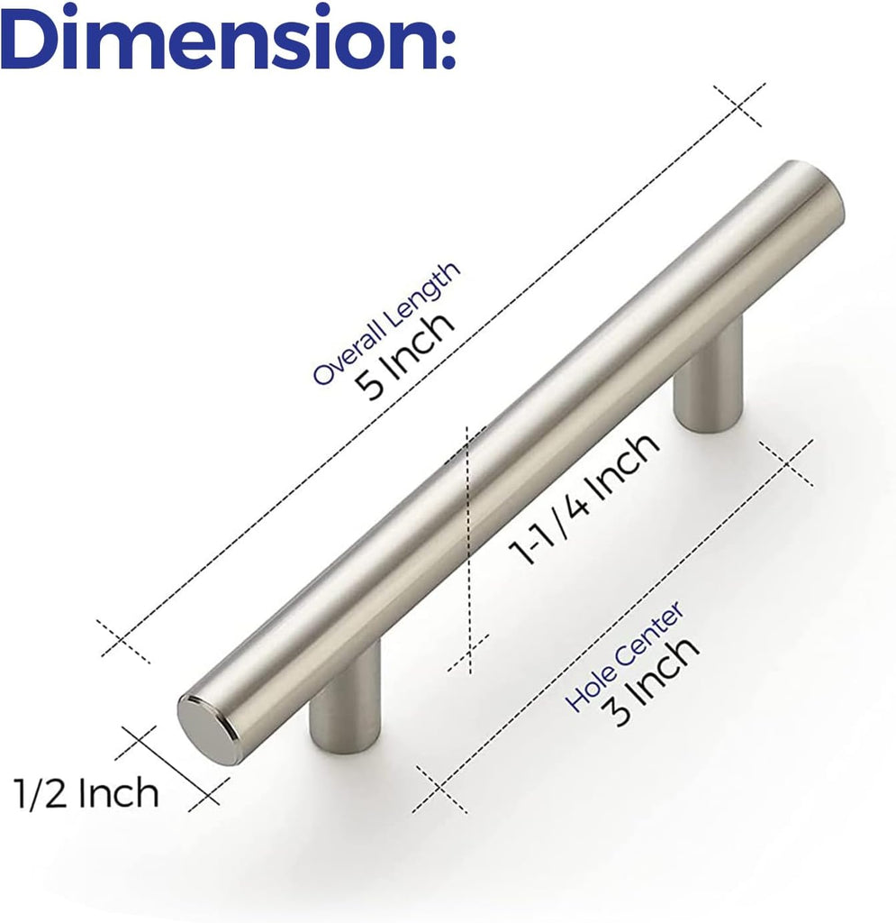 30 Pack | 5'' Cabinet Pulls Satin Nickel Stainless Steel Kitchen Drawer Pulls Cupboard Pulls Brushed Nickel Cabinet