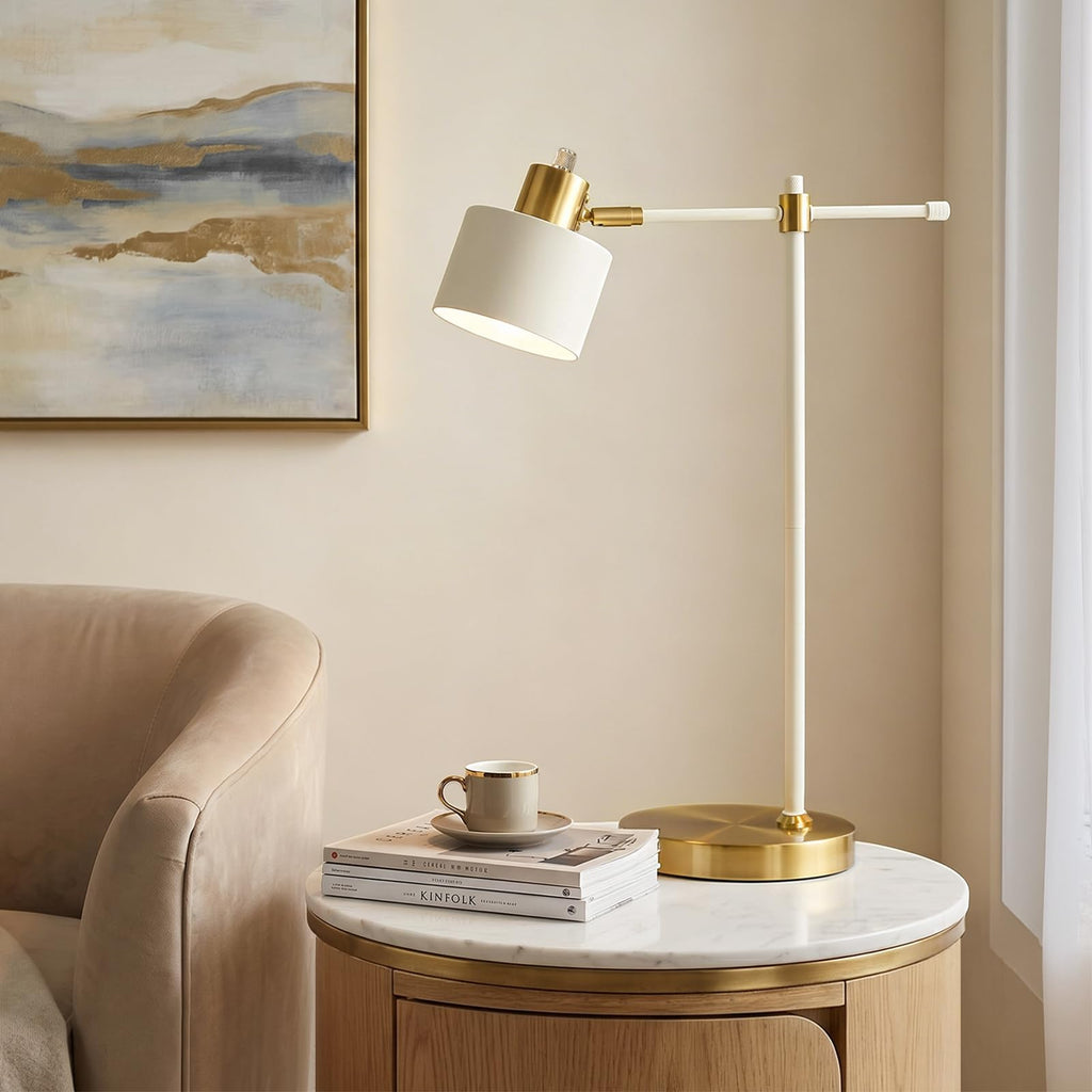 22.2" Modern Desk Lamp, Metal Table Lamp with LED Bulb, Adjustable Reading Lamps, Mid Century Nightstand Lamp