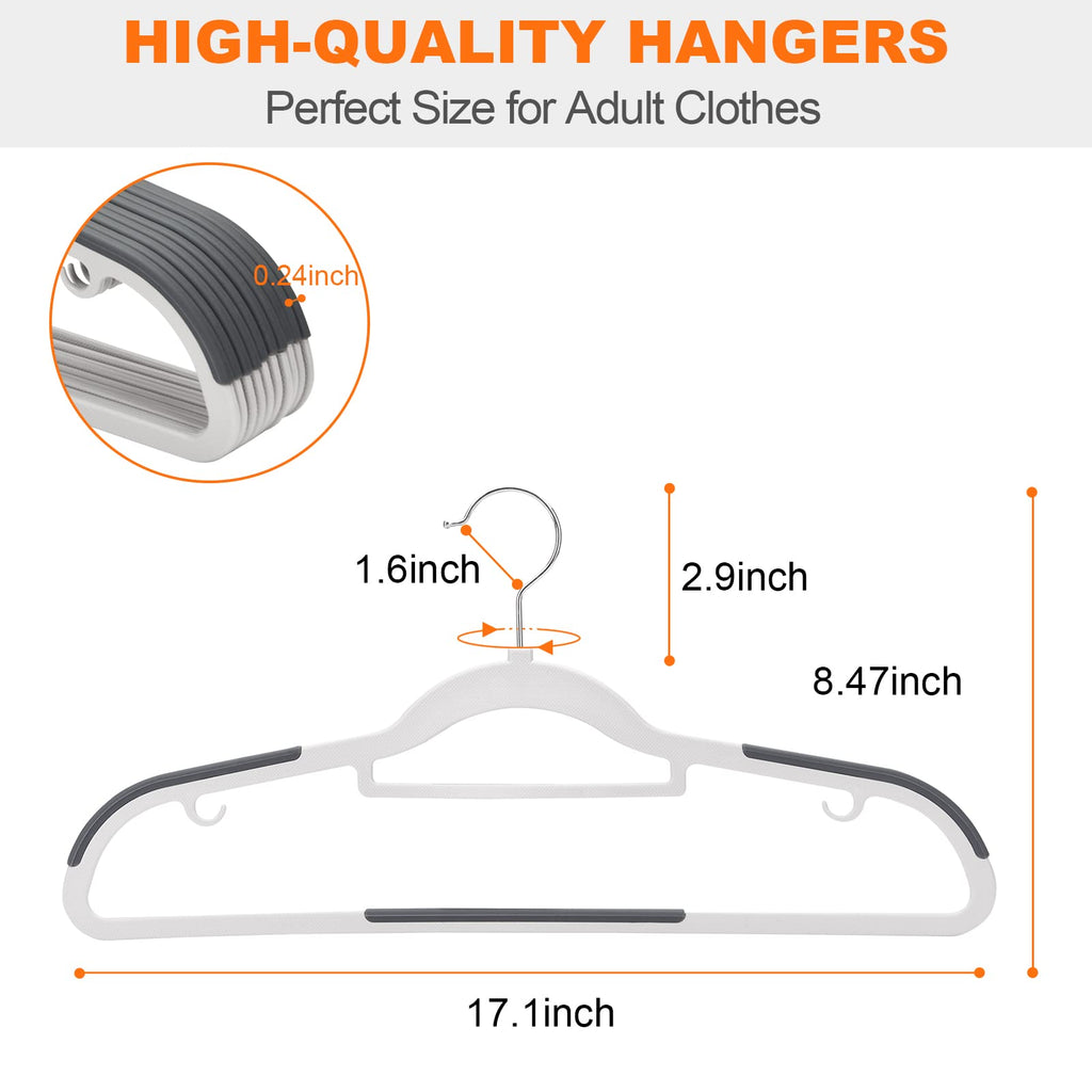 Plastic Hangers 30 Pack, Non Slip Slim Clothes Hangers